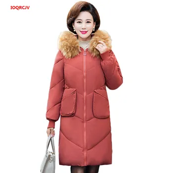 

High Quality Women Winter Jacket Plus Size 3Xl Outwear Hooded With Fur Collar Female Coat Long Warm Parka Mother's Clothing 1367