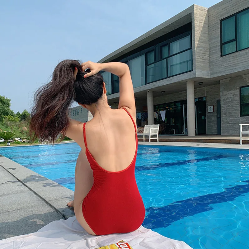 Backless Korean Style One Piece Swimwear Women Swimwear Push Up Swimsuit Bathing Suit Sexy Monokini Beachwear women one piece swimsuit