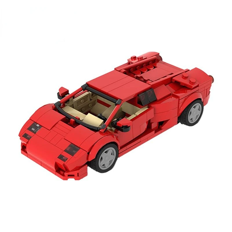 MOC Red Supercar Diablo 6.0 Building Blocks Kits LP5000 QV Racing Hypercar SV Sports Vehicle Truck DIY Brick Model Kids Toy Gift | Игрушки и