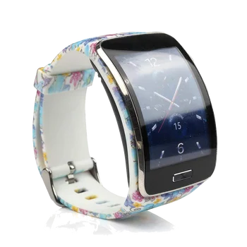 

Honecumi For Samsung Galaxy Gear S R750 Smart Watch Bracelet Smart Wristband Travel Accessory Replacement Band with Blue Flower