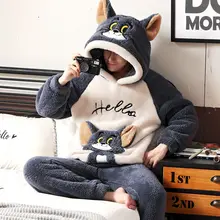 Pajamas Men's Winter Coral Velvet Thickened Plush Warm Spring and Autumn Winter Men's Flannel Home Clothes Winter Suit Nightgown