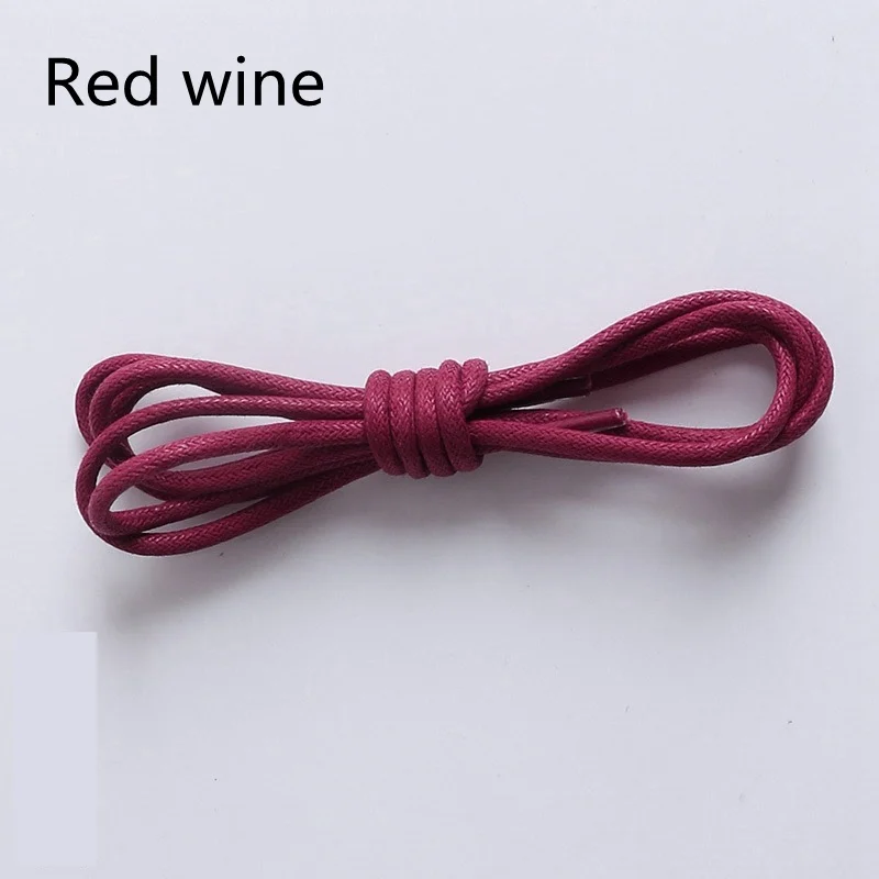 Red wine 1 пара из вощеного хлопка шнурки круглого кожаного ремешка, Водонепроницаемый шнурки для обуви Martin Ботинки Шнурки шнурке Длина 80/100/120/140 см P2 - Цвет: Red wine