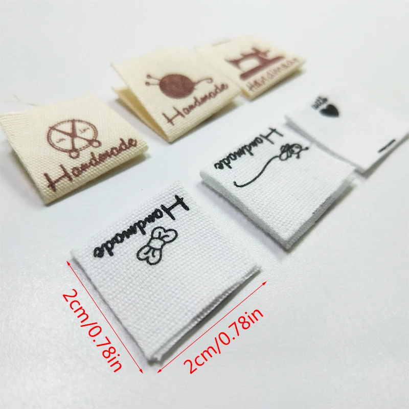 100Pcs Handmade Animals with Love Scissors Cloth Garment Labels Hand Made Label Tags For Clothes Print DIY Clothing Sewing Craft clothing labels,garment labels,sewing labels