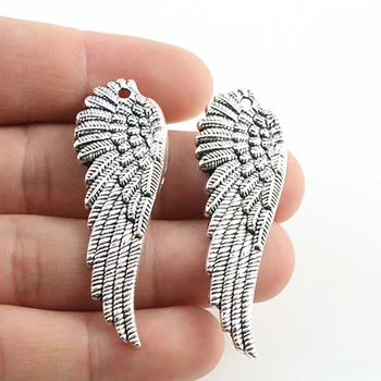 

51x17mm 6pcs Antique Silver Plated Wing Handmade Charms Pendant:DIY for bracelet necklace-P2-31