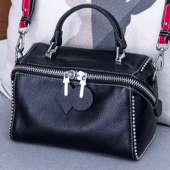 

High Quality Genuine Leather Women's Handbags Cow Leather MiNi Shoulder CrossBody Bags For Women Rivet Bags