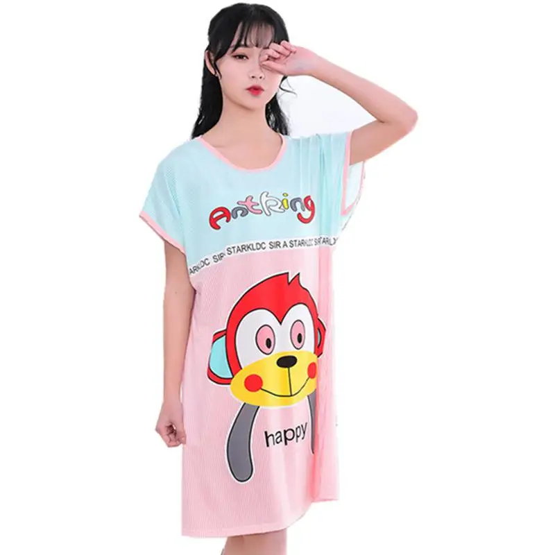 Hot Women Summer Comfortable Cute Nightgown Cartoon Sleepwear Leisure Short Sleeve Nightgowns Printing Clothes Nightdress - Цвет: style