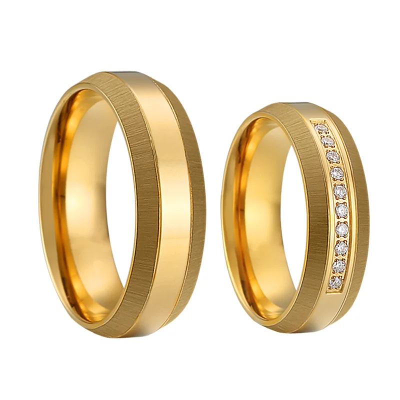 

LOVE Alliances Mens Wedding Band Couple Rings Gold color Ladies Bridal Sets Jewelry Promise Rings for women