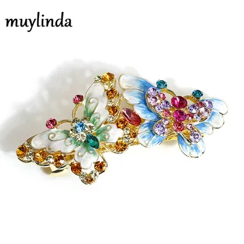 

Muylinda Vintage Rhinestone Hairpin Enamel Butterfly Hair Clip Jewelry For Women Banquet Hair Barrettes Accessories