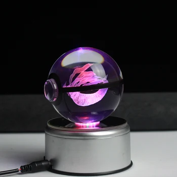 

Dropshipping Giratina Pokemon Design LED Crystal 3D Pokeball Ball Night Light Desk Table Lamp
