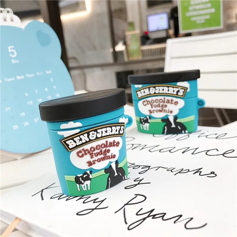 

For Airpods Case,Ben jerry chocolate ice cream Case For Airpods 1/2 Case,Soft Silicone Earphone Cover For Airpods Pro Case