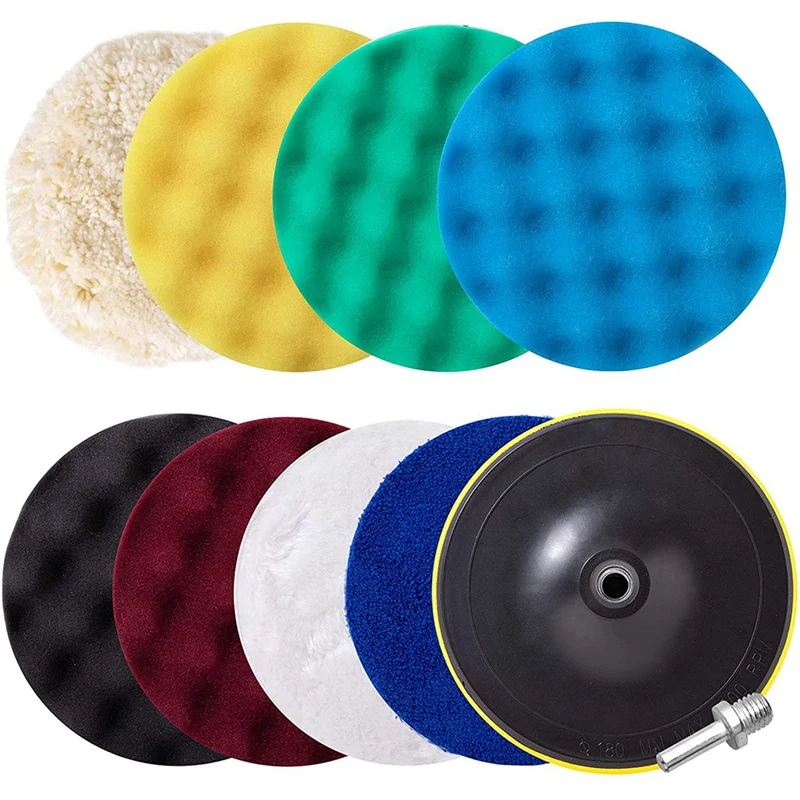Polishing Pad Kit, 10Pcs 7Inch Sponge Buffing Pads for Foam Drill