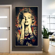 

Retro Poster Marilyn Monroe With Tattoo Posters and Prints Canvas Painting Modern Wall Art Picture For Hallway Living Room Decor