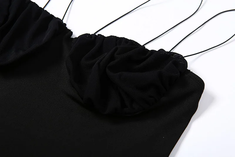 Yimunancy Spaghetti Strap Bodycon Bodysuit Women Sexy Bodysuit Ladies Black Bodysuit Summer Overalls Streetwear