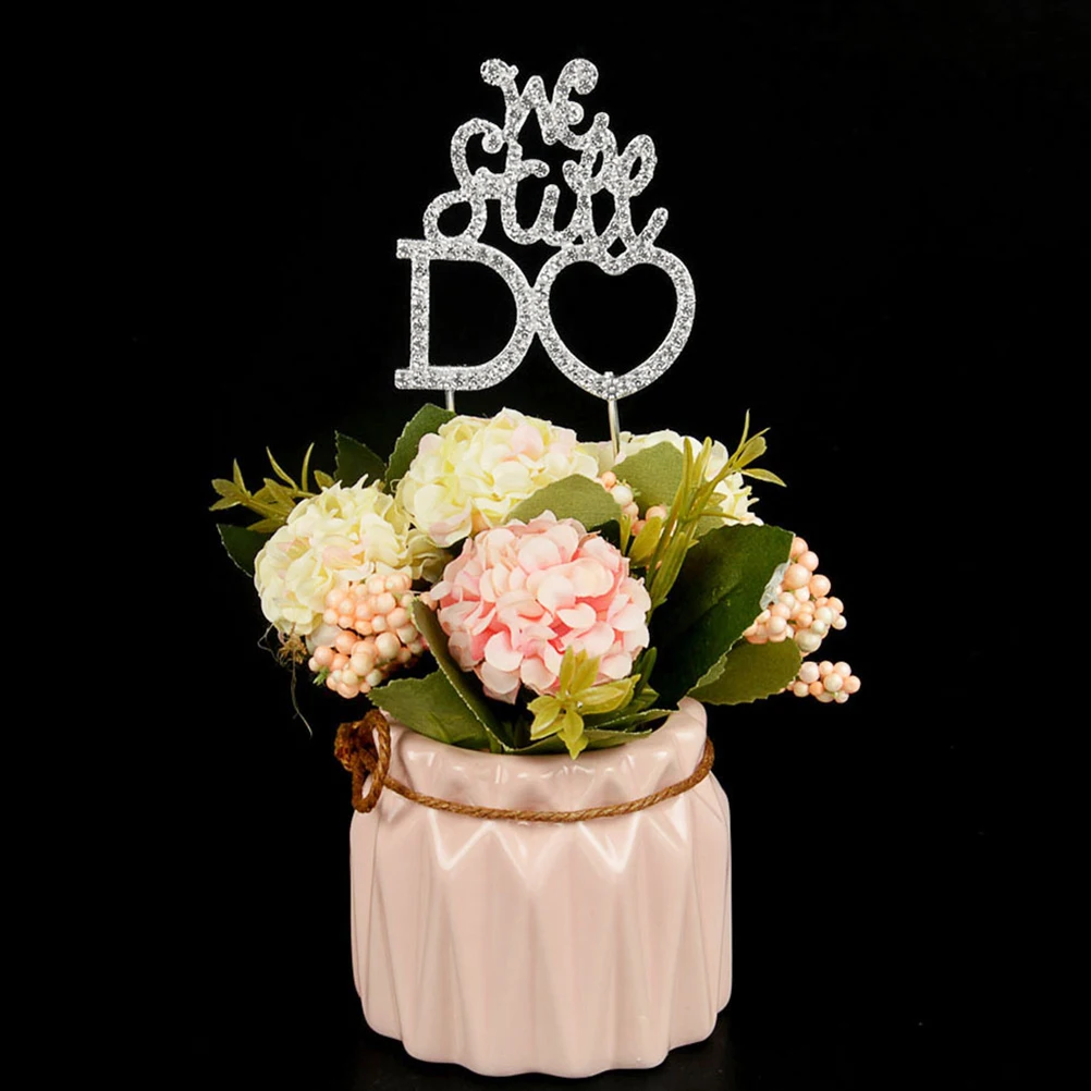 

1pc We Still Do Metal Cake Topper Shiny Fruit Cake Picks Wedding Anniversary Dessert Cupcake Toppers Birthday Party Favors