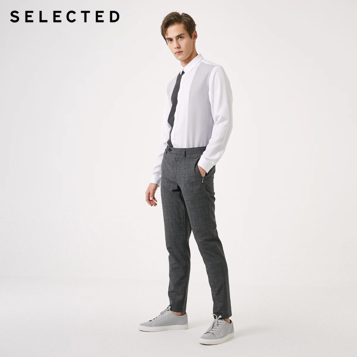 Выбранные Для мужчин Slim Fit шерстяные штаны в клетку S | 419114553