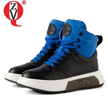 

ZVQ winter leather women's shoes fashion brand yellow blue snow boots outdoor plush walking shoes lace-up woman sneakers 35-40CN