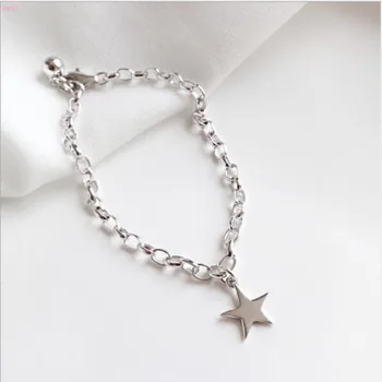 

2019 new style fashion jewelry Pure Silver silver s925 Star Bead Bracelet for women Pentagon thai Silver female Bracelet