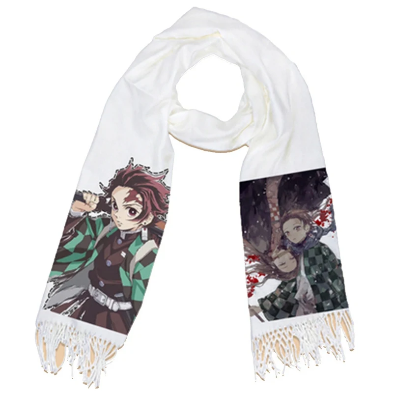 Kimetsu No Yaiba Demon Slayer двусторонний шейный платок с принтом шаль студенческий шарф Зимний теплый мужской женский Рождественский подарок косплей