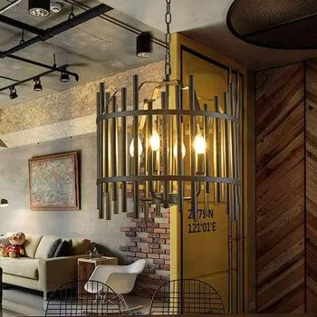 

Industrial Loft Creative Dining Room Pendant Lamp Art Retro Iron Bar Studio Designer Hanging Lamp Fixtures E14 Candle Lamps AC