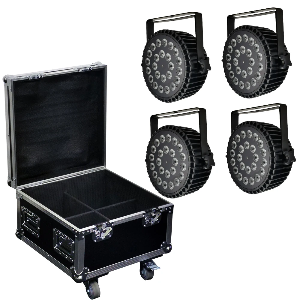4 шт./алюминий 24x18 Вт RGBWA UV 6in1 светодиодный светильник Par + f чехол DMX512 сценический