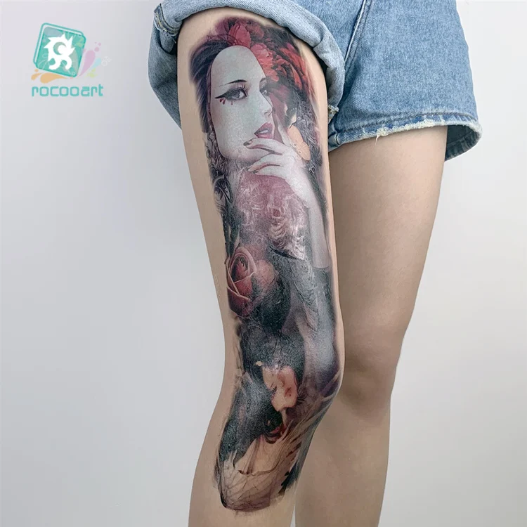 AC-071Big, полный руки, временная переводная вода, цветок, женский дизайн, тату для женского тела, украшение, 15,8x48 см, художественная тату-наклейка - Цвет: AC-071