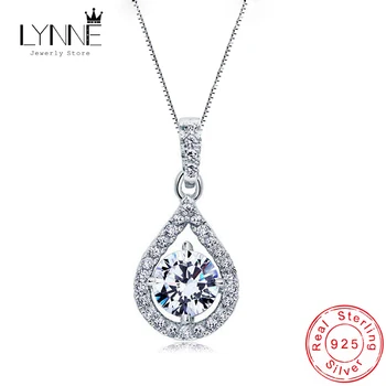 Newest 925 Sterling Silver AAA Zircon Angel Tears Water Drop Pendant Necklace Rhinestone CZ Women Wedding Necklaces Jewelry Gift