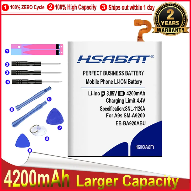 HSABAT 0 цикл 4200mAh EB-BA920ABU батарея для Samsung A9s SM-A9200 A9200 высокое качество Мобильный