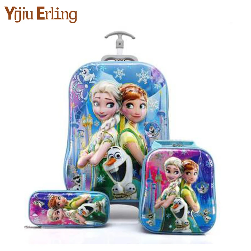 

16inch3D Boy Anime Trolley Case Kids Climb The Stairs Luggage Travel Rolling Suitcase Girl Cartoon Pull Rod Box Child Pencil Box