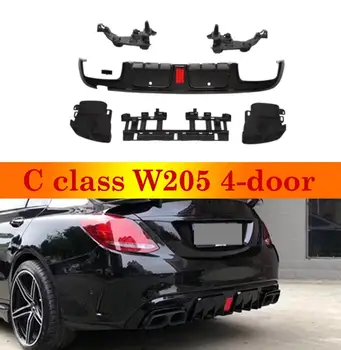 

Rear Bumper Diffuser Lip Spoiler with Exhaust Tips for Mercedes for Benz C-Class W205 C200 C250 C300 C350 C400 C63 2014-2019