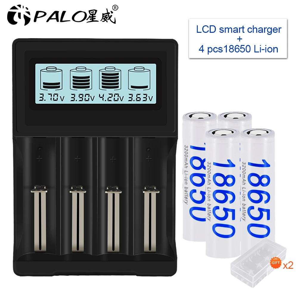 PALO 3.7V 18650 Battery 3200mAh NCR18650 Li-ion Rechargeable 18650 Lithium  Battery 18650 For Flashlight batteries