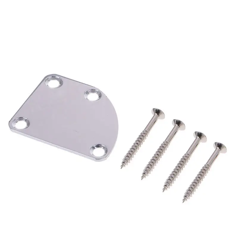 

New Chrome Guitar Deluxe Style Rounded Plate With Screws Neck