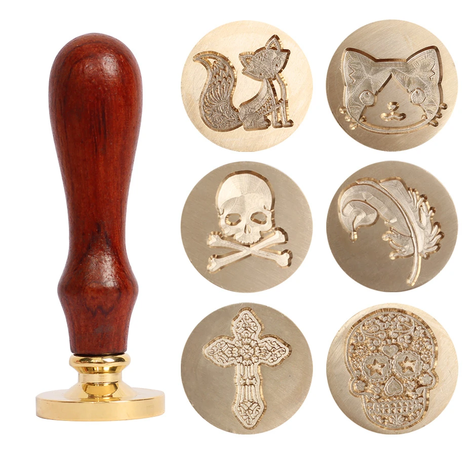 

Wooden Wax Sealing Stamp Weddin Invitation Sealing Wax Stamps Head Retro Rosewood Handle Wax Seal Copper Head For Scrapbooking