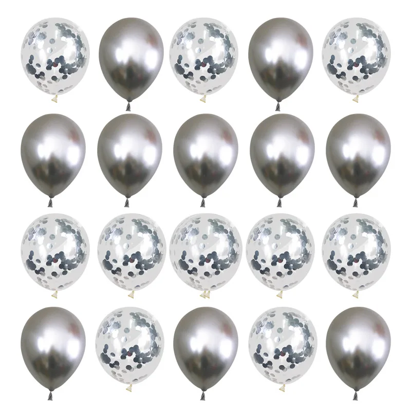 20 штук, хромированные металлические латексные воздушные гелиевые шары, конфетти, шары для свадьбы, дня рождения, вечеринки, украшения, Globos Baby Shower Balon - Цвет: 20pcs style I