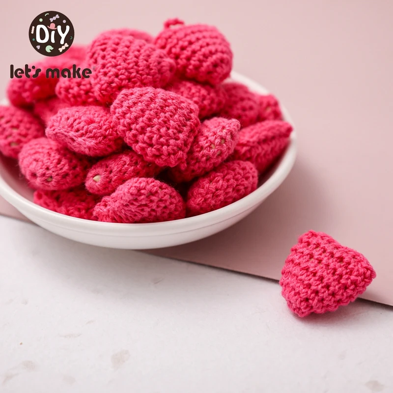 Crochet Heart Bead Pacifier Chain Accessories Beech Beads BPA Free Baby Care Teether Can DIY Pacifier Chain 10Pcs