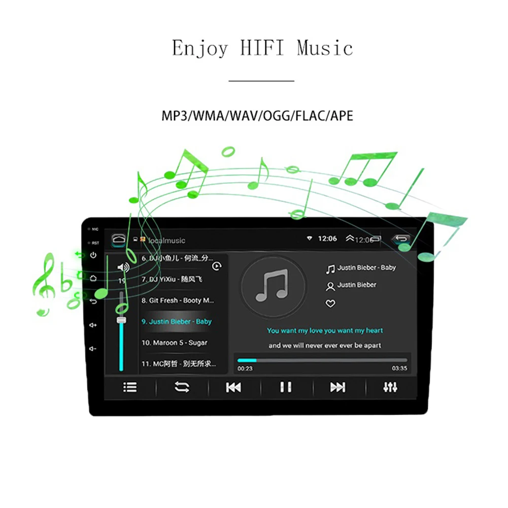 Android 10 Car Monitor Video Player Multimedia Player WiFi Bluetooth GPS Head Unit 1080HD Display Universal Auto Stereo GPS Map