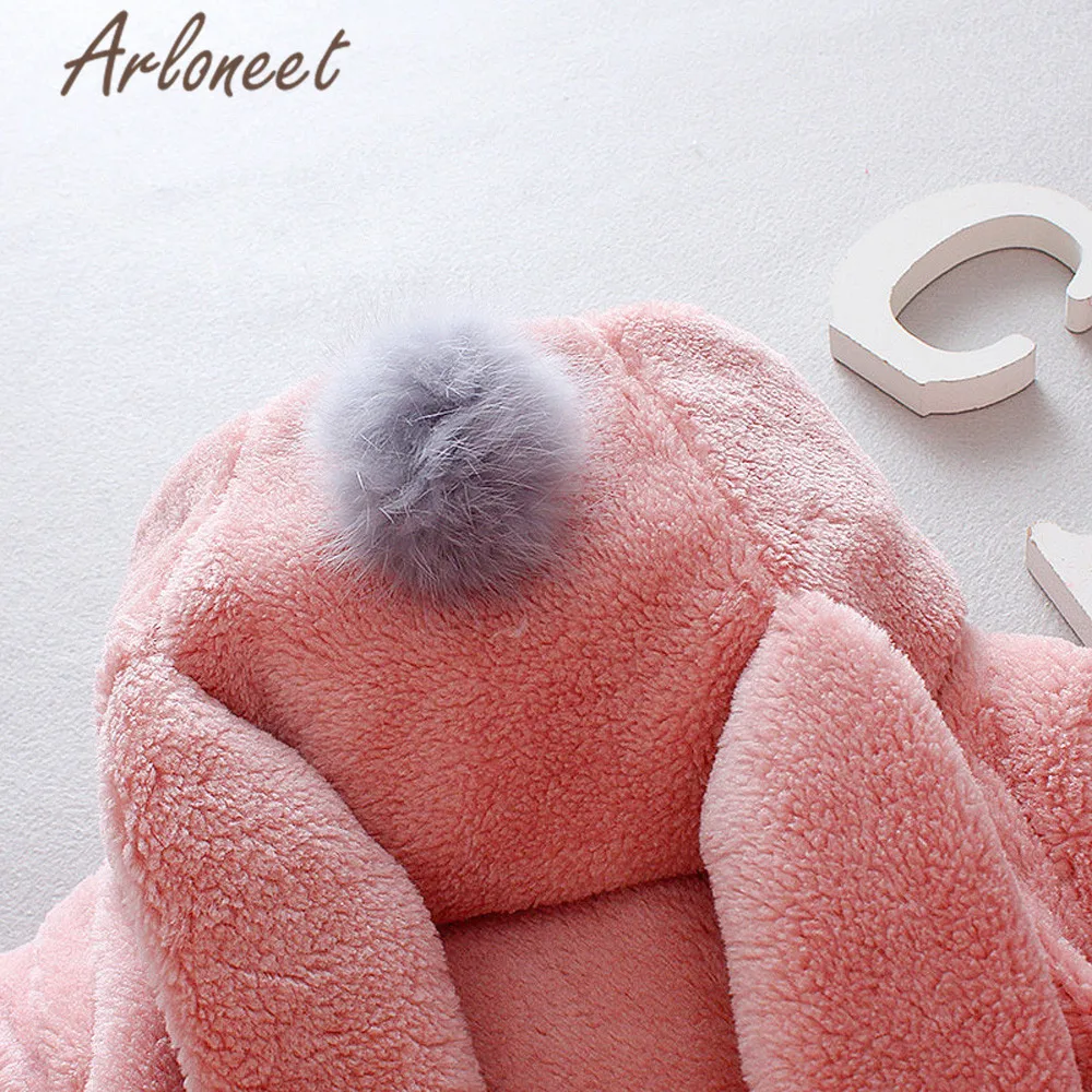 ARLONEET/пальто с героями мультфильмов для маленьких девочек; теплое зимнее плотное пальто с заячьими ушками; милая Длинная Верхняя одежда; пальто для новорожденных; Верхняя одежда с капюшоном для девочек