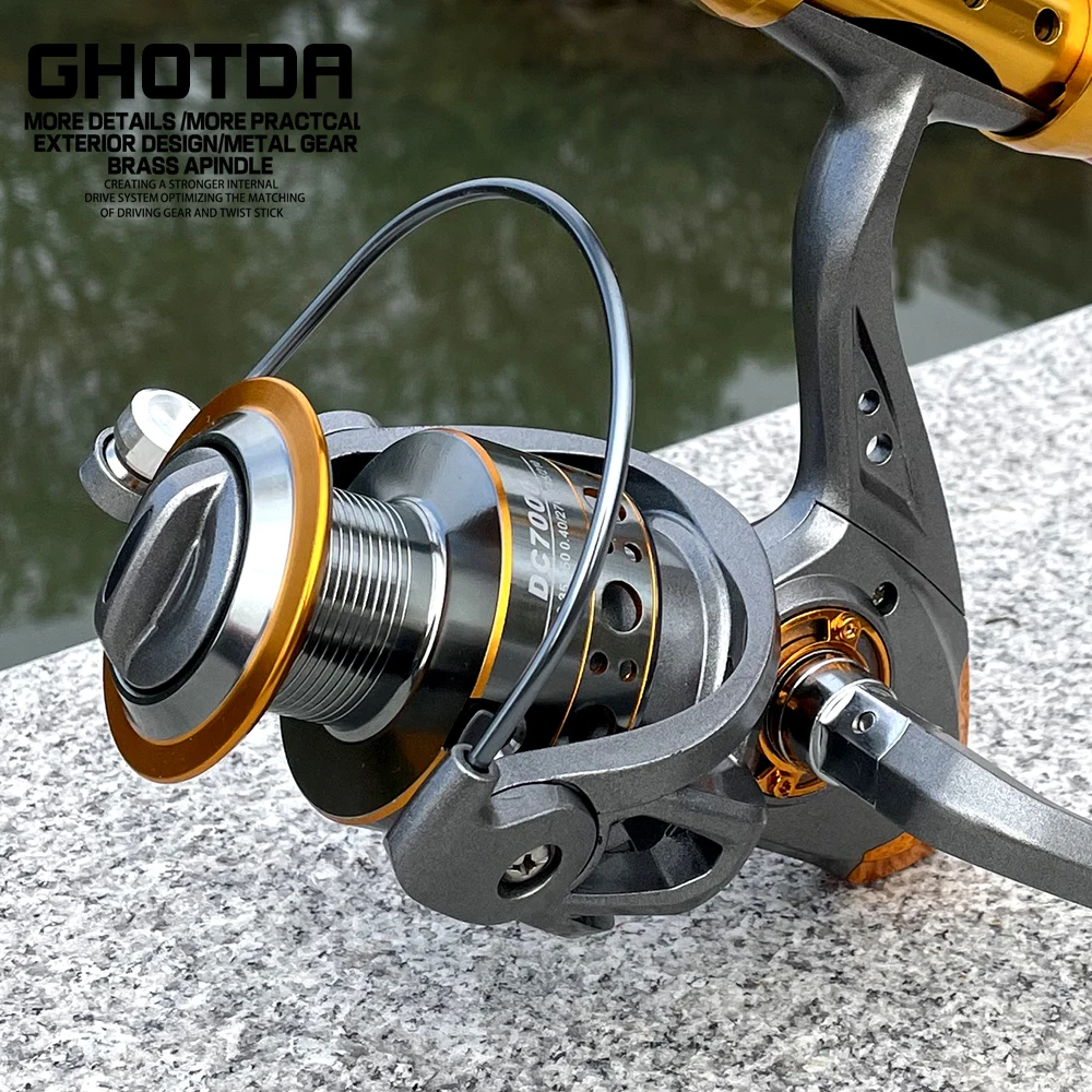 GHOTDA Fishing Reel Spinning 1000-7000 Series Metal Spool Spinning Wheel  for Sea Fishing Carp Fishing