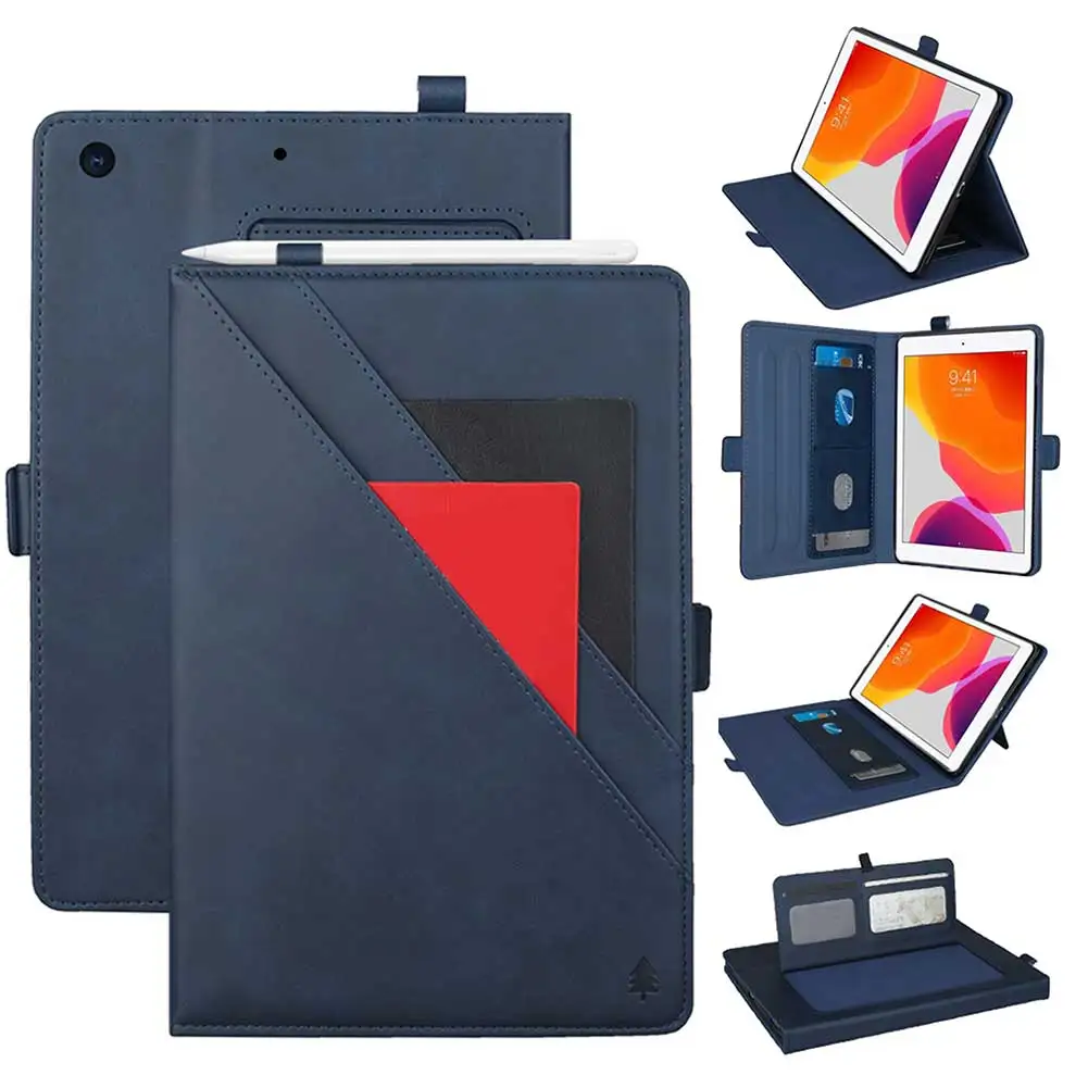 Умный чехол с функцией автоматического сна для iPad 10,2 дюймов, чехол из искусственной кожи, откидной Чехол-подставка для iPad 10,2 '', чехол с отделением для карт