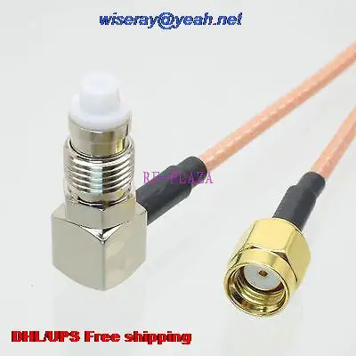 

DHL/EMS 50 pcs Cable 6inch RPSMA male jack to FME female right angle RG316 Pigtail jumper cable with one year warranty-A2