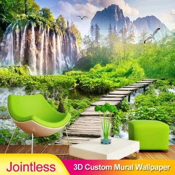 

Jointless Custom 3D Murals Wallpaper Home Decor Waterfall Nature Landscape Photo Wall Paper For Living Room Bedroom Background