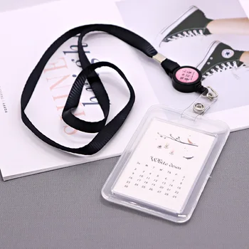 

Work Card Holders With Rope student Transparent Card Holder Employee Name ID Card Cover Metal Work Certificate Identity Badge