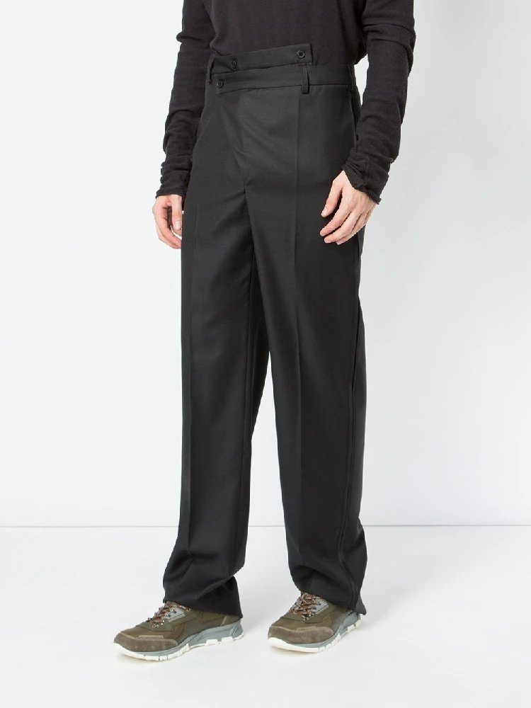 

Men's new black men's fashion irregular straight trousers hairstylist style hipster trousers large size loose singer clothing