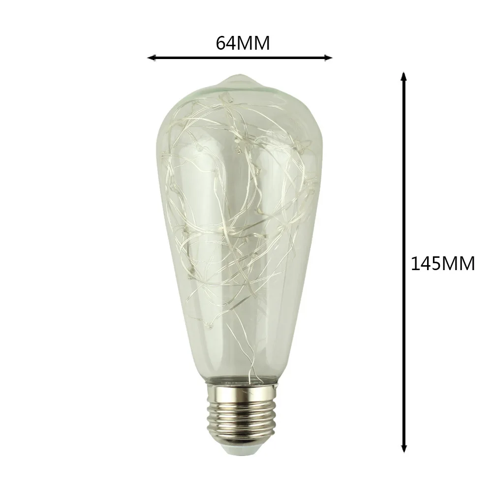 ST64 Copper Lamp Edison Bulb Color Flash RGB Color Flash LED Bulb Lamp AC85-265V 3W