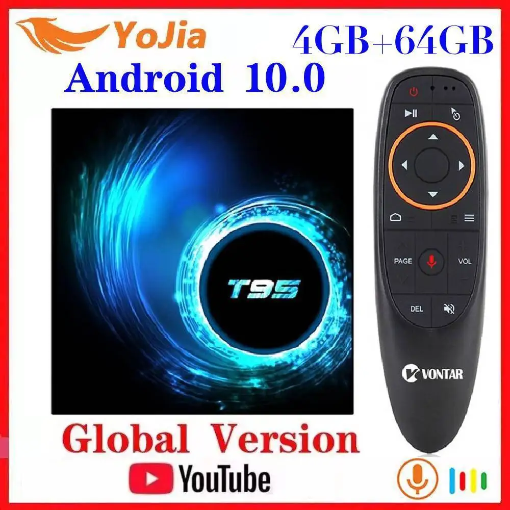 T95 Android 10 0 ТВ с коробкой макс. 4 Гб Оперативная память 64 Встроенная Allwinner H616 ядра 6K