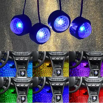 

4X Car LED USB RGB Car Ambient Interior Light Roof Star Night Lights Projector Light Auto Welcome Light Ambient Decorative Light