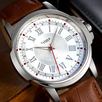 

Original Authentic Men's Watch Black Brown Leather Strap Quartz Clock Fashion Men's Hour Drop Shipping B3482