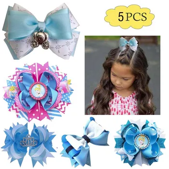 

free shipping 5pcs 4.5-5.5" Handmade Boutique Layered Hair Bow inspired girl Boutique Hair accessories clips