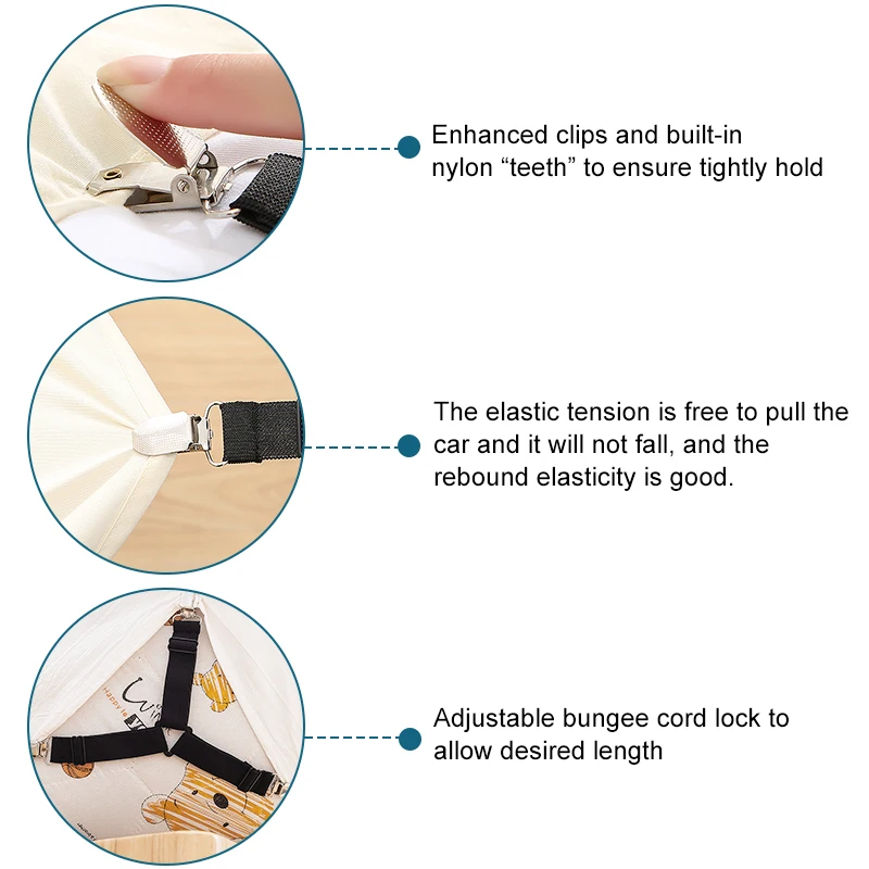 Elastic Bed Clips, Sheet Belt Fastener, Adjustable Bed Sheet Grippers, Mattress Cover, Non-slip Clip, Blankets Holder