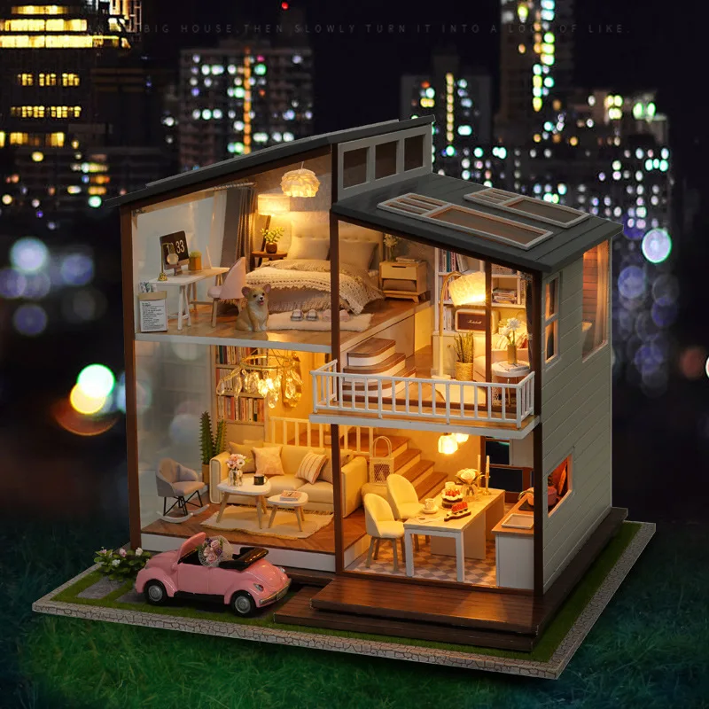 

Cute room diy Hut Slow Time Loft Villa Hand-made Small House Model Creative Birthday Gift Women's