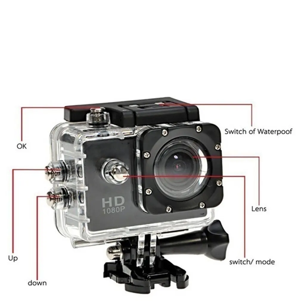 2,0 дюймов двойной экран Спортивная DV экшн-камера водонепроницаемая камера